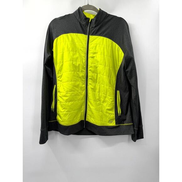 REI Jacket Women's XL Green Black Full Zip Pockets Thamhole Sleeve Mock Neck - Picture 2 of 8